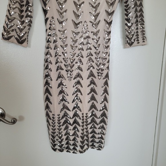 Lulus Womens sz Small Sequin Bodycon Dress - Shine on Me Nude NWOT - Picture 7 of 13